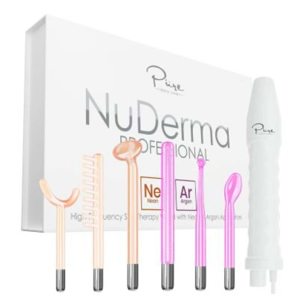 NuDerma Professional Skin Therapy Wand - Portable Skin Therapy w 6 Wands - New